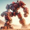 A giant robot stands proudly isolated on a desert background 5