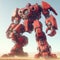 A giant robot stands proudly isolated on a desert background 8