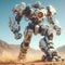 A giant robot stands proudly isolated on a desert background 9