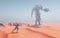 Giant robots in a sand desert