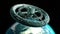 Giant sci-fi torus on Earth background