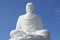 Giant sculpture white Buddha, pagoda in Long Sean closeup. Nha Trang