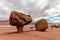 Giant series of boulders under th beautiful clouds and sky, Vermillion cliff range, Page, AZ, USA