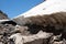 Giant snow cave along the 20 Lakes Basin trail in Eastern Sierra Nevada California