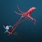 Giant Squid catching a scuba diver.