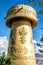 Giant Tibetan Buddhist prayer wheel of Guishan Dafo temple vertical view over blue sky in Dukezong old town Shangri-La Yunnan