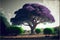 Giant tree in purple color leaves feel like fairytale.