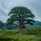 Giant tree stands tall amidst a verdant, sprawling landscape