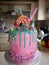 Giant trolls 4th birthday cake girls green pink sweets