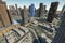 giant virtual reality simulation of city, with interactive 3d models of buildings and vehicles