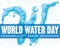 Giant W Letter for World Water Day in March 22, Vector Illustration