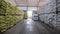 Giant warehouse filled with many sacks of rice and beans stored in orderly fashion