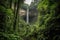 giant waterfall cascading over cliff in lush jungle landscape