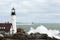 Giant Waves Break Between Lighthouses in Maine