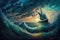 Giant whale, magical scenic landscape. Beautiful illustration picture. Generative AI