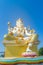 Giant white Brahma statue with blue sky background. Brahma is the Hindu Creator god. He is also known as the Grandfather and supre