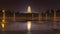 Giant Wild Goose Pagoda and water fountains in North Square, Xi`an, China