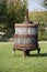 Giant winepress barrel on a garden