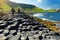 Giants Causeway, an area of hexagonal basalt stones, County Antrim, Northern Ireland. Famous tourist attraction, UNESCO World