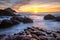 Giants Causeway Northern Ireland beautiful sunset view sunlight long exposure Antrim Coast