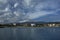 Giardini-Naxos resort with beautiful Etna volcano covered with snow on Sicily, Italy