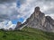 Giau Pass Hochalppass, Passo di Giau popular travel destination in the Dolomites, Dolomite, Italy. Wanderlust, hike