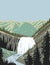 Gibbon Falls a Waterfall on the Gibbon River in Northwestern Yellowstone National Park Wyoming USA WPA Poster Art