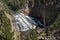 Gibbon Falls waterfall in Yellowstone National Park, daytime long exposure