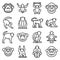 Gibbon icons set, outline style