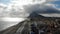 Gibraltar beach view from above, flying on the drone Spain. Beautiful beach and sea, mount Gibraltar and its surroundings in winte