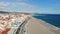 Gibraltar beach view from above, flying on the drone Spain. Beautiful beach and sea, mount Gibraltar and its surroundings in winte