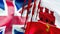 Gibraltar and UK flags. Brexit 3D Waving flag design. Gibraltar