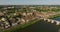 Gien, Loiret, France. Aerial view castle and the church overlooking the Loire river. French medieval city in France in