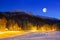 Giewont in Tatra mountains at night. Silhouette of sleeping knight