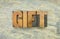 Gifr word in wood type