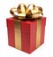Gift 3D. Red box, bow and ribbon. Isolated