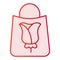 Gift bag flat icon. Flower on package pink icons in trendy flat style. Paper shopping bag with rose gradient style