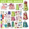 Gift bags maker.Colorful Doodle set