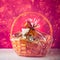 gift basket with festive heart particles