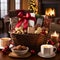 A gift basket filled with holiday treats and goodies