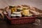 Gift basket with gourmet products, jars and preserves of local products