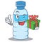 With gift bottle character cartoon style