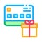 Gift Bought with Credit Card Icon Vector Outline Illustration