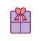 Gift with bowtie line and fill style icon vector design