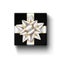 Gift box 3d top view, silver ribbon bow. Isolated white background. Decoration present black square gift box for holiday