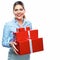 Gift Box. Business bonus. Business woman