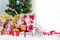 Gift box with Christmas tree background for surprise Children in New year or Xmas party festival. Relaxing holiday and Object