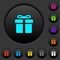 Gift box dark push buttons with color icons