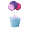 gift box flying with air balloons, holiday illustration, birthday clipart