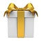 Gift box with gold ribbon bow